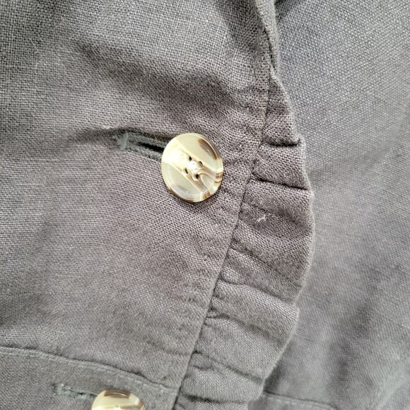 Anthropologie HEI HEI Landmark 3 Button Ruffled 100% Linen Blazer Jacket Size 6 - Picture 3 of 11